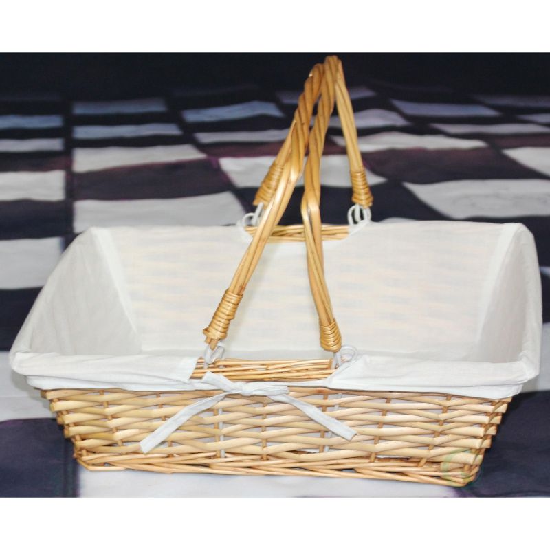 Vintiquewise Rectangular Willow Basket with White Fabric Lining, 4 of 7