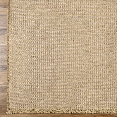 Beige and Light Brown Flat Woven Jute Rectangle Rug