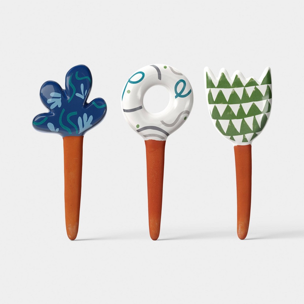 3pc Ceramic Decorative Garden Stakes - Threshold™