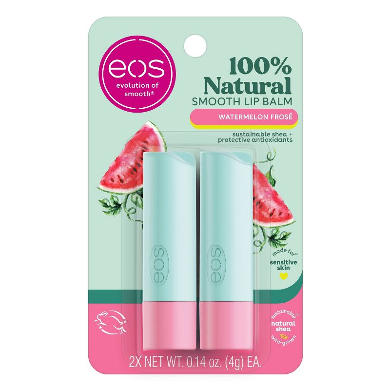 eos 100% Natural Watermelon Fros&#233; Lip Balm Stick - 2pk, 1 of 9
