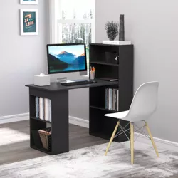 HomCom 47" Modern Office Compact Computer Crafting Hobby Desk with Bookcase Hutch