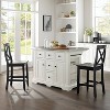 Julia Stainless Steel Top Island with 2 Black X-Back Stools White - Crosley: Spacious Storage, Towel Bar, Painted Finish - 2 of 4