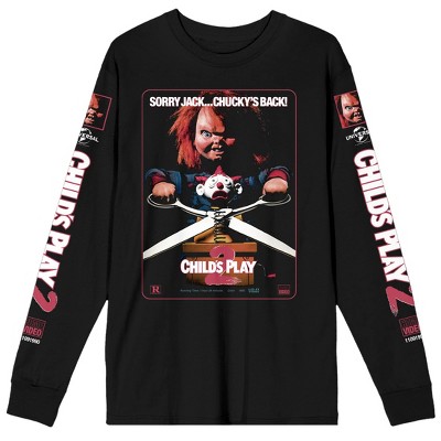 Chucky Child's Play 2 Vhs Cover Art Crew Neck Long Sleeve Men's