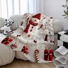 Lomsoe Soft & Warm Flannel Christmas Blanket - Snowman & Tree Print with Red & Winter Design, All-Season Cozy Throw for Bed, Sofa, Travel. - 4 of 4