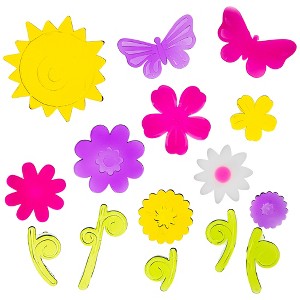 Northlight 14-Piece Pink and Purple Flowers Spring Gel Window Clings - 1 of 4