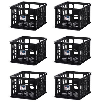 Sterilite Plastic Black Storage Box Milk Crate Containers Home