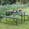 Gardenised Gray Outdoor Foldable Woodgrain Portable Picnic Table Set, 5 Feet Long - 3 of 4