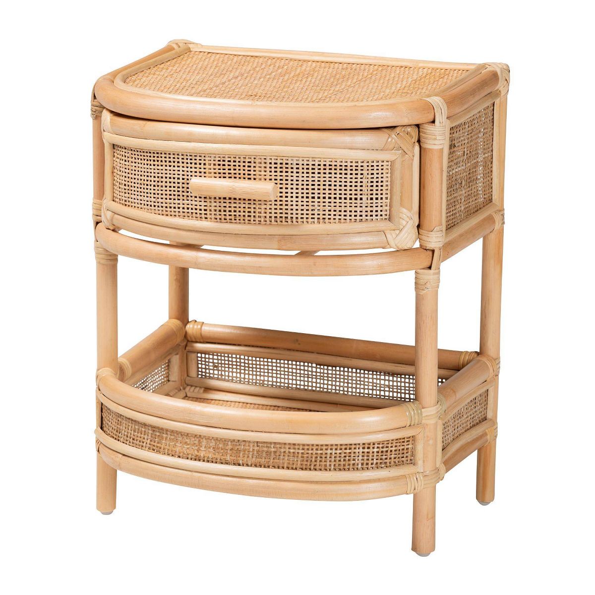 bali & pari Divitia Natural Rattan 1 Drawer Nightstand Natural: 21.7" High, No Assembly, MDF Frame