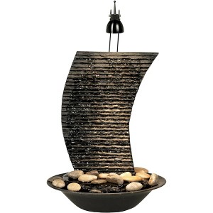 John Timberland Water Ripple Japanese Zen Waterfall Ripple Indoor Tabletop Fountain with Light 17 1/4" for Table Office Desk Home Bedroom Living Room - 1 of 4
