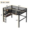 Racxily Queen Size Loft Bed Frame with desk, storage basket,Metal Loft Bed with clock,and charging port,black - 4 of 4