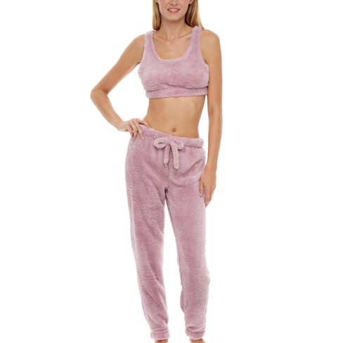 Juicy Couture Velour Cropped Top & Jogger Pajama Set, Magenta