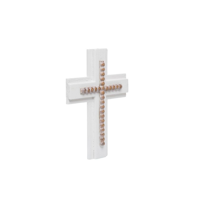 White Cross with Wood Beads Wall Décor  - Foreside Home & Garden, 2 of 7