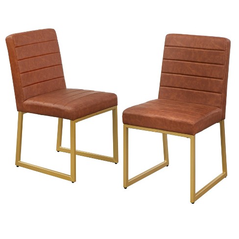 Luis Upholstered Dining Chair Light Brown/Gold (Set of 2) 