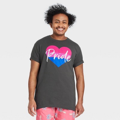 Pride Gender Inclusive Adult Bisexual Flag Heart Short Sleeve Graphic T-Shirt - Charcoal Gray XS