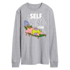 Men's - SpongeBob SquarePants - Self Care Star Long Sleeve Graphic T-Shirt - 1 of 4