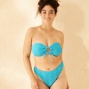 Women's Two-Tone Crochet Mid-Rise Ultra High Leg Super Cheeky Bikini Bottom - Wild Fable™ Blue/Green - 4 of 4