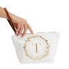 Gold Initial Personalized Makeup Bag for Women, Monogrammed Canvas Cosmetic Pouch (White, 10 x 3 x 6 In) - 3 of 4