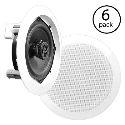 Pyle PDIC51RD 5.25 Inch Round White In Ceiling Wall Flush Speakers (6 Pack)