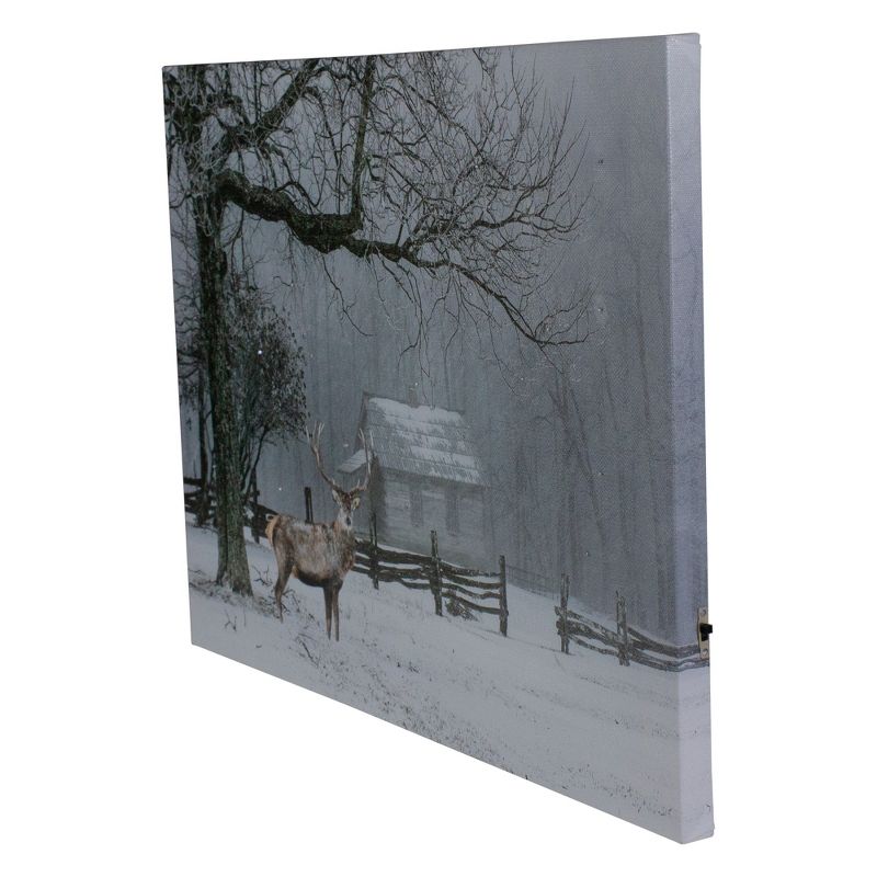 Northlight Lighted Winter Cottage Forest Scene Christmas Canvas Wall Art 11.75" x 15.75", 2 of 4