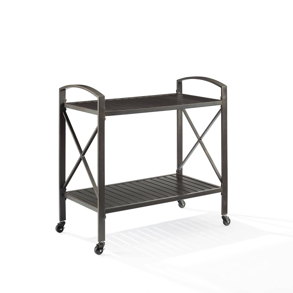 Photos - Dining Table Crosley Kaplan Outdoor Steel Bar Cart Bronze  