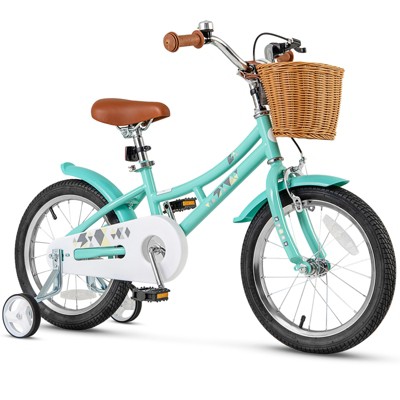 Safstar 16" Kid’s Bike with Height-Adjustable Handlebar & Saddle, Handbrake & Coaster Brake, Detachable Training Wheel, Gift for 4-7 Years Old Kids