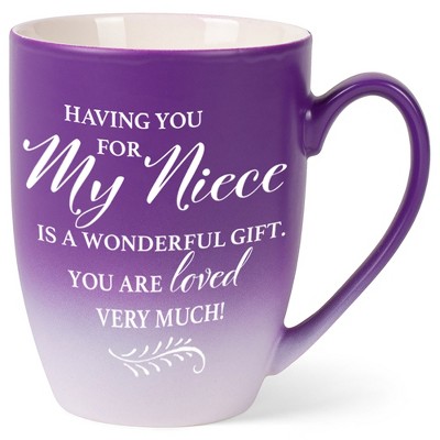 Elanze Designs My Niece You Are Loved Two Toned Ombre Matte Purple and White 12 ounce Ceramic Stoneware Coffee Cup Mug
