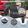 Tangkula 5-Piece Outdoor PE Rattan Conversation Set Wicker Patio Furniture Set with Cushion Ottoman & Coffee Table Red - 4 of 4