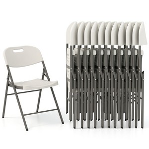Tangkula 4 Pack / 8 Pack / 12 Pack Folding Chairs, Stackable Plastic Chairs with Waterproof HDPE Seat - 1 of 4