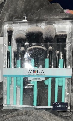 Moda Brush Totally Electric Neon Pink Full Face 13pc Makeup Brush Kit,  Includes Complexion, Highlight & Glow, And Crease Makeup Brushes : Target