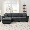 100" Modern Convertible L-Shaped Sectional Sofa with Removable Ottoman, Suede Velvet Upholstery & Throw Pillows - 2 of 4