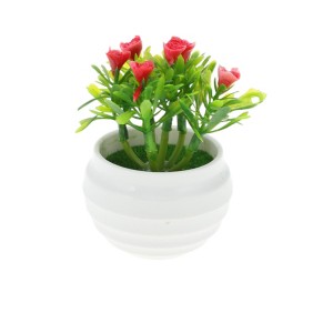 Unique Bargains Artificial Plants Mini Rose Arrangement Plastic 3.15"x3.15"x4.33" 1 Pcs - 1 of 4