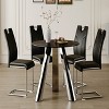 Infurnic Dining Sets Dining Table and Chair Set Mirror-polished Stainless Steel Base 4 Chairs Modern Luxury Round , Black, 42"*42"*29.5" - 2 of 4