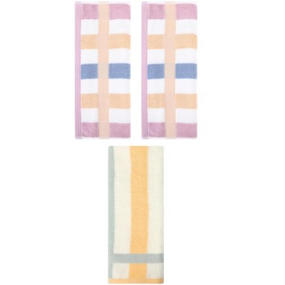REGALWOVEN 3 Pack Striped Cotton Bathroom Decorative Hand Towels 13" x 29"