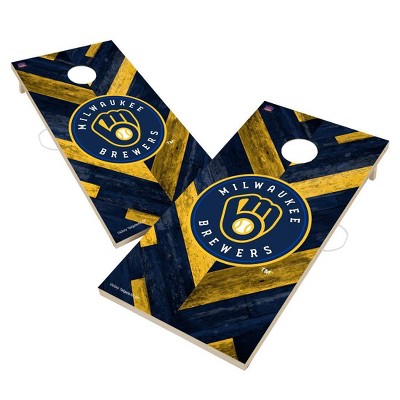 Mlb Milwaukee Brewers 2'x4' Solid Wood Cornhole Board : Target