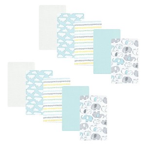 Hudson Baby Cotton Flannel Burp Cloths, New Elephant 10-Pack, One Size - 1 of 4