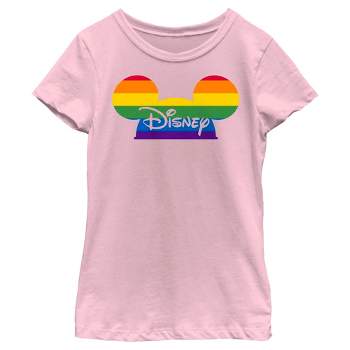 Kids Disney Mickey Ears Rainbow Pride T-Shirt