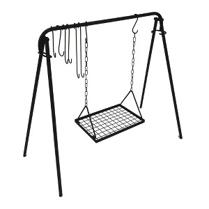 NutriChef Grill Swing Campfire Cooking Stand BBQ Grill with Hooks and Accessories and Carrying Case - 1 of 4