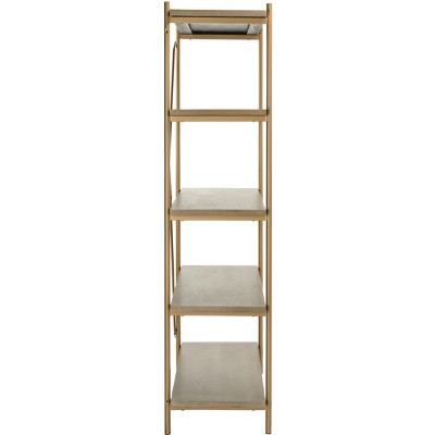 Rustic Oak and Gold Quintuple-Tier Etagere