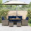 vidaXL 6 Piece Patio Sofa Set with Cushions Gray and Blue - Wood - 3 of 4