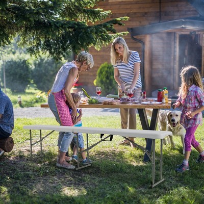 6-Foot White and Gray HDPE Folding Picnic Bench