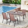 Hyleory Elegant 5-Piece Outdoor Dining Set with Stackable Patio Chairs & Iron Dining Table - 2 of 4