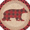 Earth Rugs Flannel Bear Round Trivet – 10" Plaid Bear Print on Braided Natural Jute Table Mat - 3 of 3