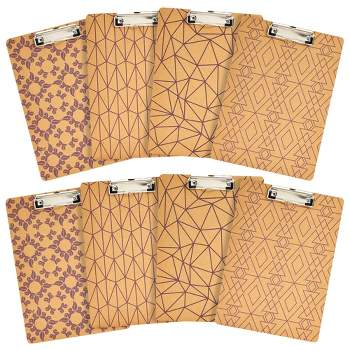 Juvale 8 Pack Wooden Clipboards with Cute Assorted Patterns, A4 Letter Size with Low Profile School Classrooms, Work Office, Home