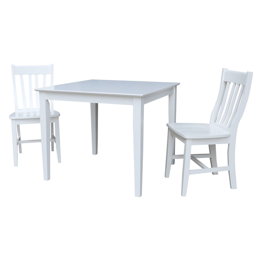 Photos - Dining Table 3pc  with Cafe Chairs - International Concepts: Solid Parawood