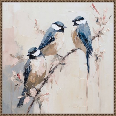 Elegant Bird Silhouettes I Canvas Print with Bronze Frame