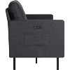 72“ 3-Seater Sectional Sofa with USB Ports, Mid-Century Modern Couch for Small Spaces, Living Room, Bedroom, Apartment – Dark Grey - 3 of 4