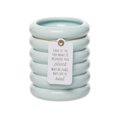 Totalee Gift Fake It Mint Planter Ceramic Green
