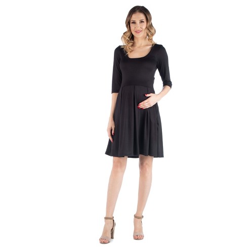 Fit And Flare Scoop Neck Maternity Dress-black-1x : Target