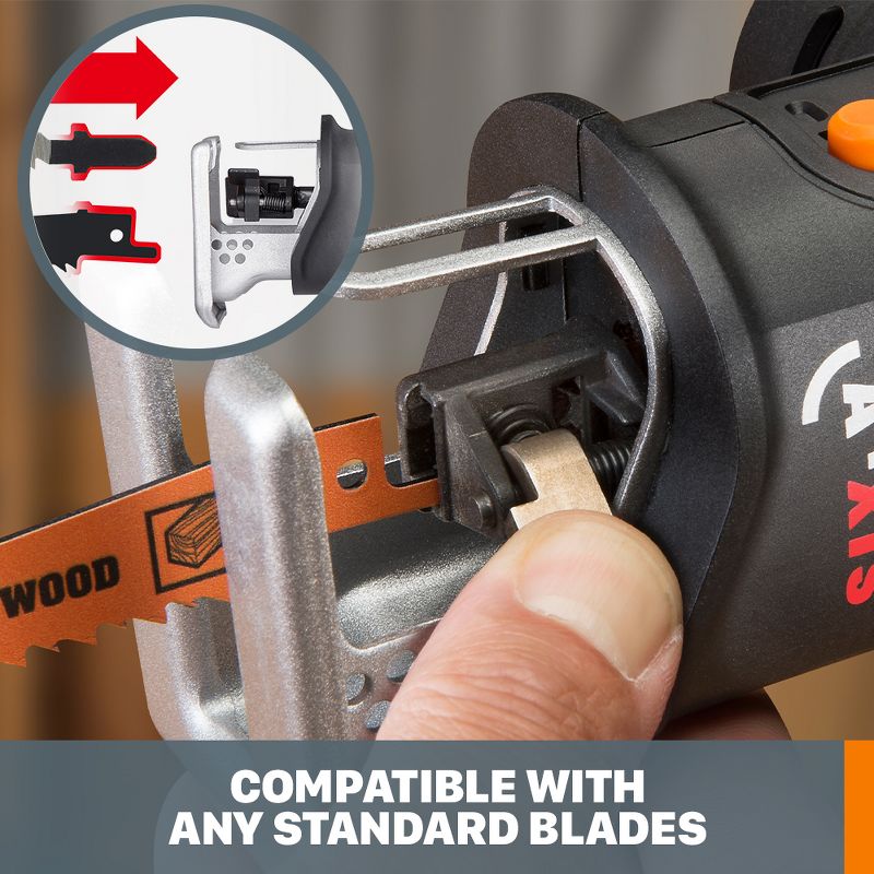 Worx WX550L.9 20V Power Share Axis Cordless Reciprocating & Jig Saw (Tool Only), 4 of 10