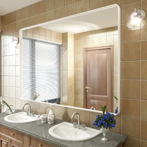 Apmir 60 in. W x 40 in. H Rectangular Aluminum Alloy Framed and Tempered Glass Wall Mirror in Matte White - 1 of 4